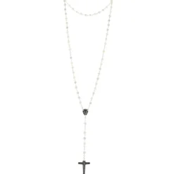 Palais du Rosaire Chapelet de Lourdes en Argent avec des grains en Nacre^ Communion | Chapelet De Communion