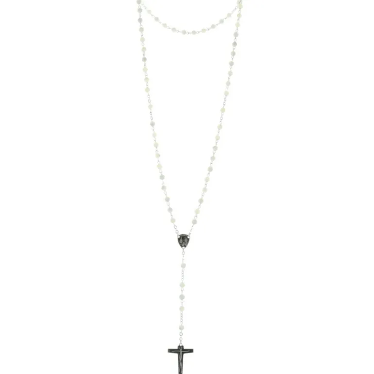 Palais du Rosaire Chapelet de Lourdes en Argent avec des grains en Nacre^ Communion | Chapelet De Communion