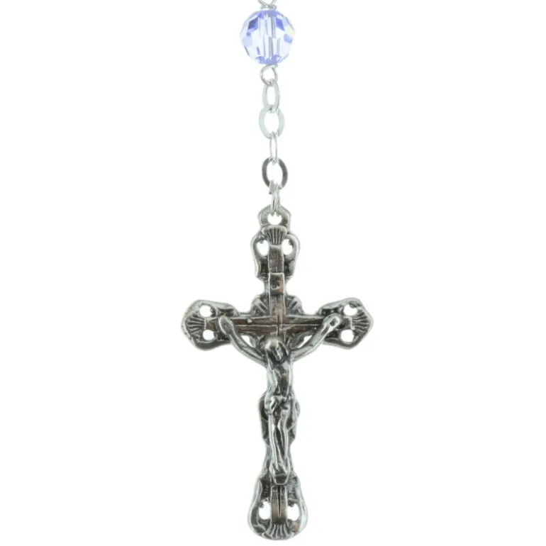 Palais du Rosaire Chapelet de Lourdes en Argent avec des grains de 6mm en cristal Swarovski^ Chapelet De Lourdes | Chapelet Cristal
