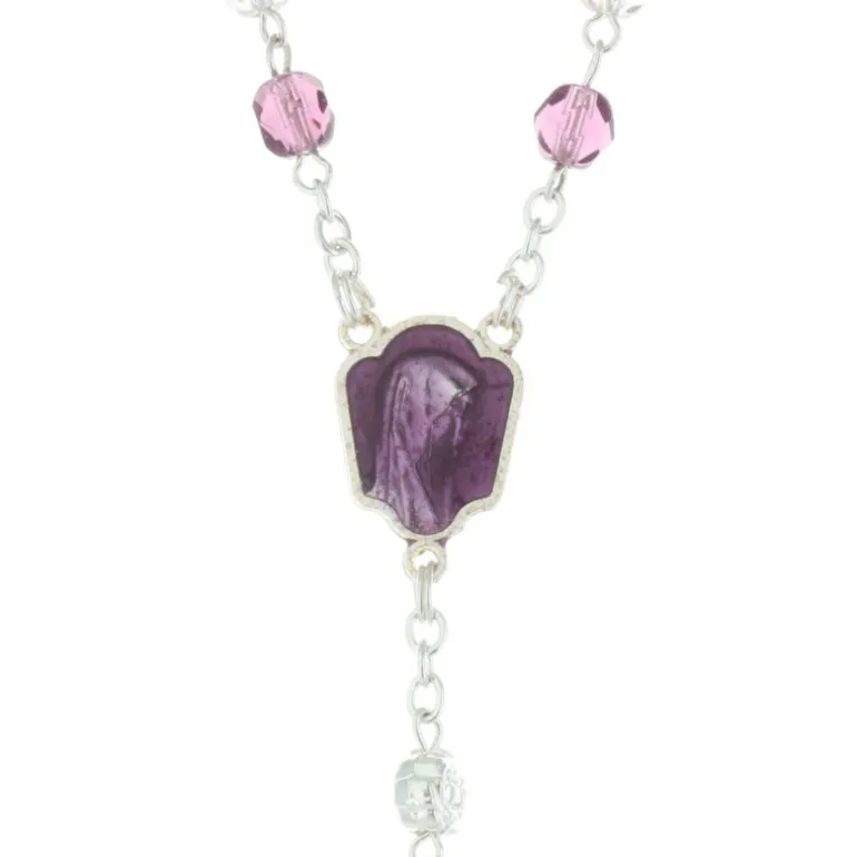 Palais du Rosaire Chapelet de Lourdes en cristal et paters en forme de rose^ Chapelet De Lourdes | Chapelet Cristal