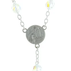 Palais du Rosaire Chapelet de Lourdes en cristal Swarovski, chaîne Argent et coeur Apparition de Lourdes^ Chapelet De Lourdes | Chapelet Cristal