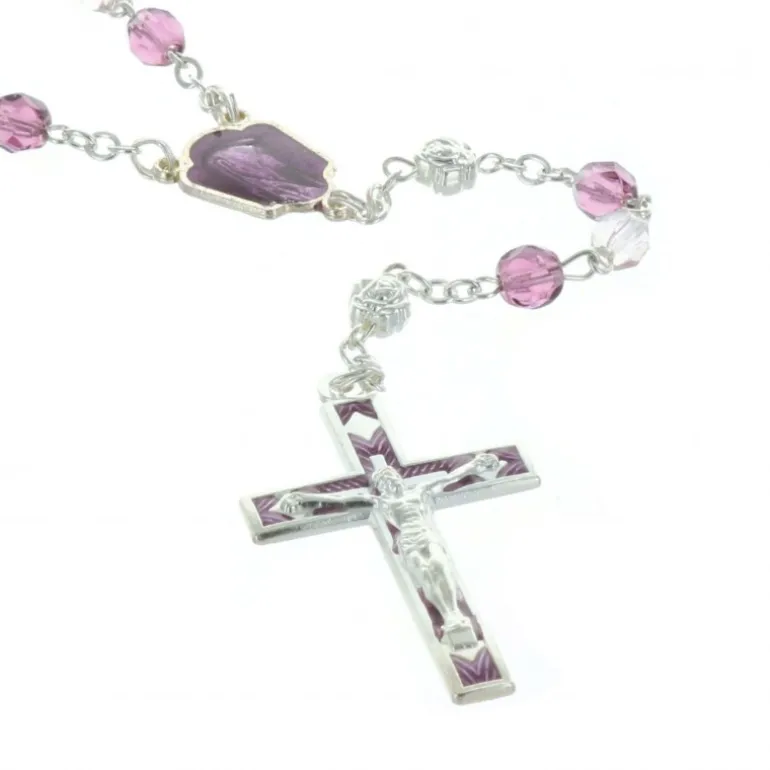 Palais du Rosaire Chapelet de Lourdes en cristal et paters en forme de rose^ Chapelet De Lourdes | Chapelet Cristal