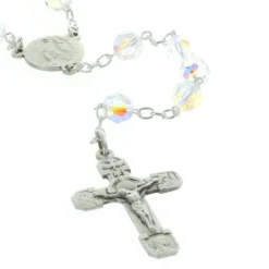 Palais du Rosaire Chapelet de Lourdes en cristal Swarovski, chaîne Argent et coeur Apparition de Lourdes^ Chapelet De Lourdes | Chapelet Cristal