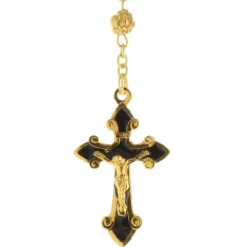 Palais du Rosaire Chapelet de Lourdes en hématite et paters en forme de roses dorées^ Chapelet De Lourdes | Chapelet Pierre