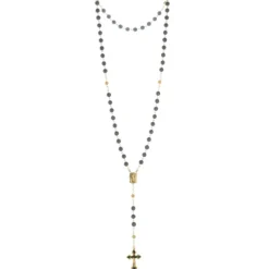 Palais du Rosaire Chapelet de Lourdes en hématite et paters en forme de roses dorées^ Chapelet De Lourdes | Chapelet Pierre