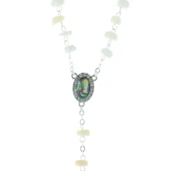 Palais du Rosaire Chapelet de Lourdes en nacre véritable et coeur de Lourdes en strass^ Communion | Chapelet De Communion