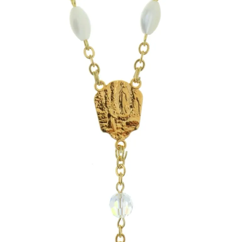Palais du Rosaire Chapelet de Lourdes en Nacre avec des paters en cristal Swarovski^ Chapelet De Lourdes | Chapelet Nacre