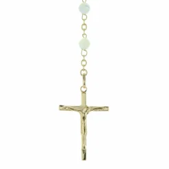 Palais du Rosaire Chapelet de Lourdes en Nacre avec une croix dorée^ Chapelet De Lourdes | Chapelet Nacre