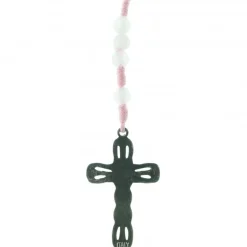 Palais du Rosaire Chapelet de Lourdes en pierres d'Améthyste et corde rose avec médaille apparition de Lourdes^ Chapelet De Lourdes | Chapelet Pierre