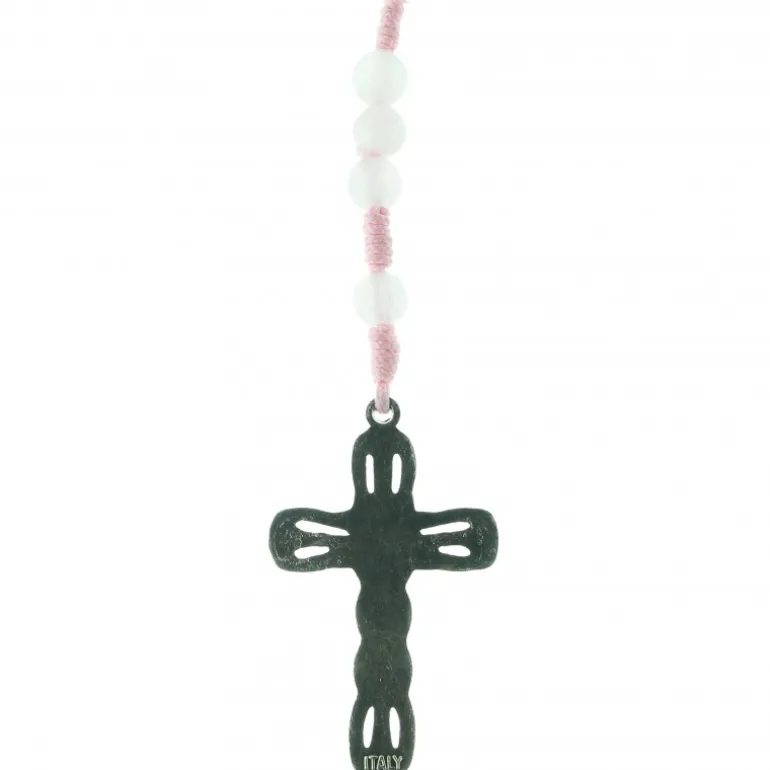 Palais du Rosaire Chapelet de Lourdes en pierres d'Améthyste et corde rose avec médaille apparition de Lourdes^ Chapelet De Lourdes | Chapelet Pierre