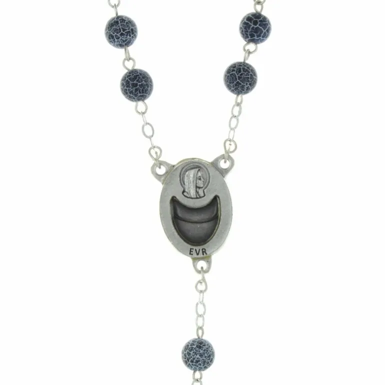 Palais du Rosaire Chapelet de Lourdes en pierres d'Agathe givrées et coeur eau de Lourdes^ Chapelet Eau De Lourdes | Chapelet De Lourdes