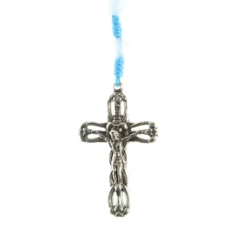 Palais du Rosaire Chapelet de Lourdes en pierres d'agate blanche et corde bleue^ Chapelet De Lourdes | Chapelet Corde