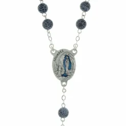 Palais du Rosaire Chapelet de Lourdes en pierres d'Agathe givrées et coeur eau de Lourdes^ Chapelet Eau De Lourdes | Chapelet De Lourdes