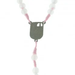 Palais du Rosaire Chapelet de Lourdes en pierres d'Améthyste et corde rose avec médaille apparition de Lourdes^ Chapelet De Lourdes | Chapelet Pierre