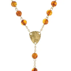Palais du Rosaire Chapelet de Lourdes en Plaqué Or et grains en Ambre^ Chapelet De Lourdes | Chapelet Plaqué Or