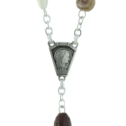 Palais du Rosaire Chapelet de Lourdes en verre minéral avec chaîne en Argent^ Chapelet De Lourdes | Chapelet Verre