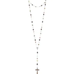 Palais du Rosaire Chapelet de Lourdes en verre minéral avec chaîne en Argent^ Chapelet De Lourdes | Chapelet Verre