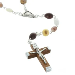 Palais du Rosaire Chapelet de Lourdes en verre minéral avec chaîne en Argent^ Chapelet De Lourdes | Chapelet Verre