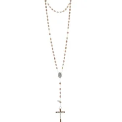 Palais du Rosaire Chapelet de Lourdes en véritable bois de rose, chaîne plaqué Argent et coeur Apparition^ Chapelet De Lourdes | Chapelet Bois