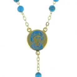 Palais du Rosaire Chapelet de Lourdes grains en turquoises et croix Plaqué Or^ Chapelet De Lourdes | Chapelet Pierre