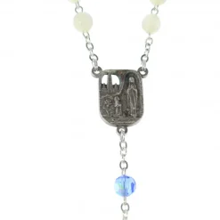 Palais du Rosaire Chapelet de Lourdes imitation nacre paters bleus et coeur Apparition^ Chapelet Résine