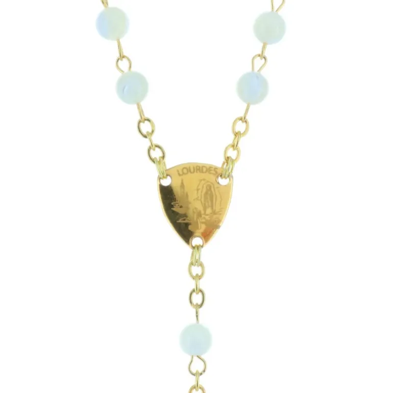 Palais du Rosaire Chapelet de Lourdes nacre blanche et coeur apparition et basilique de Lourdes^ Communion | Chapelet De Communion