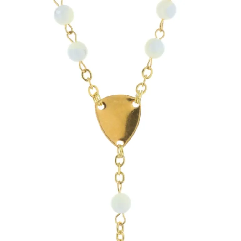 Palais du Rosaire Chapelet de Lourdes nacre blanche et coeur apparition et basilique de Lourdes^ Communion | Chapelet De Communion