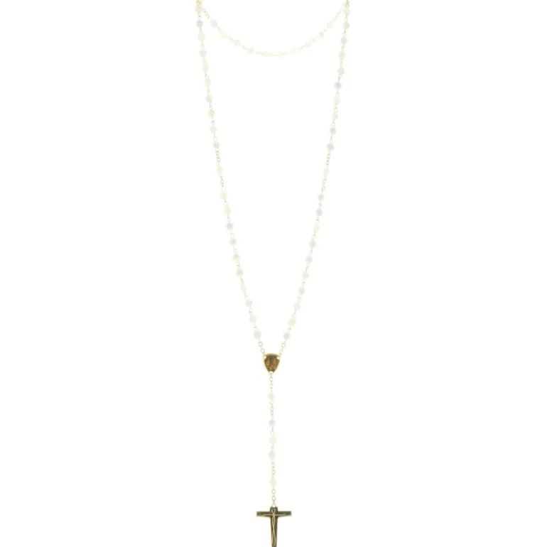Palais du Rosaire Chapelet de Lourdes nacre blanche et coeur apparition et basilique de Lourdes^ Communion | Chapelet De Communion