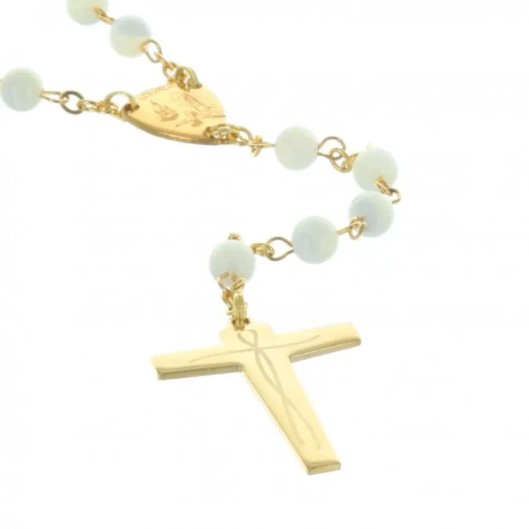 Palais du Rosaire Chapelet de Lourdes nacre blanche et coeur apparition et basilique de Lourdes^ Communion | Chapelet De Communion