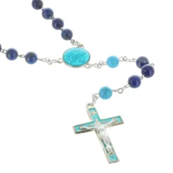 Palais du Rosaire Chapelet de Lourdes plaqué Argent avec pierres de Lapis lazuli et Turquoise^ Chapelet De Lourdes | Chapelet Pierre