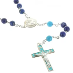 Palais du Rosaire Chapelet de Lourdes plaqué Argent avec pierres de Lapis lazuli et Turquoise^ Chapelet De Lourdes | Chapelet Pierre