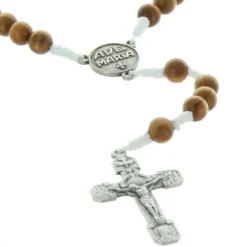 Palais du Rosaire Chapelet de Lourdes sur corde avec des grains en bois d'olivier^ Chapelet De Lourdes | Chapelet Corde