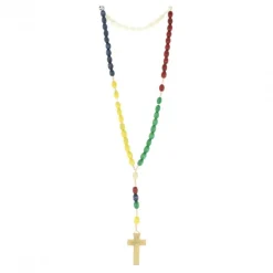 Palais du Rosaire Chapelet de mission en bois avec grains ovales colorés^Enfant Chapelet Bois | Chapelet Pour Enfant