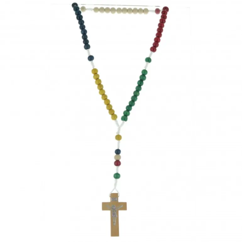 Palais du Rosaire Chapelet de mission multicolore sur corde^Enfant Chapelet Bois | Chapelet Pour Enfant