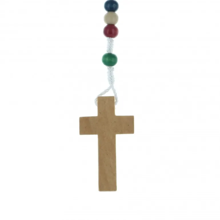 Palais du Rosaire Chapelet de mission multicolore sur corde^Enfant Chapelet Bois | Chapelet Pour Enfant