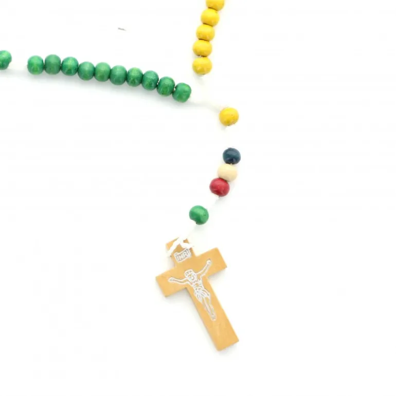 Palais du Rosaire Chapelet de mission multicolore sur corde^Enfant Chapelet Bois | Chapelet Pour Enfant