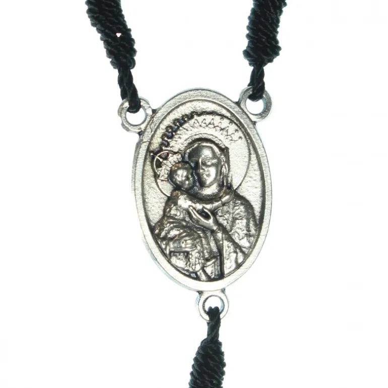 Palais du Rosaire Chapelet de Saint Antoine en bois noir avec fermoir et paters et coeur de la Vierge à l'enfant en métal^ Chapelet Métal | Chapelet Corde