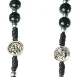 Palais du Rosaire Chapelet de Saint Antoine en bois noir avec fermoir et paters et coeur de la Vierge à l'enfant en métal^ Chapelet Métal | Chapelet Corde