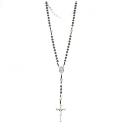 Palais du Rosaire Chapelet de Saint Antoine en bois noir avec fermoir et paters et coeur de la Vierge à l'enfant en métal^ Chapelet Métal | Chapelet Corde