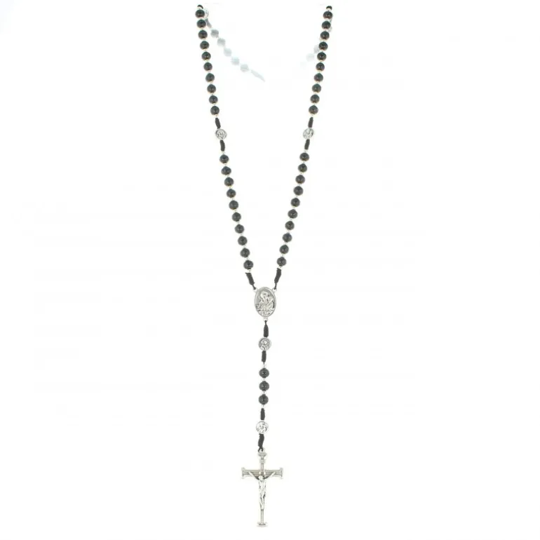 Palais du Rosaire Chapelet de Saint Antoine en bois noir avec fermoir et paters et coeur de la Vierge à l'enfant en métal^ Chapelet Métal | Chapelet Corde