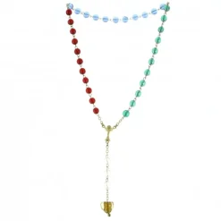 Palais du Rosaire Chapelet des Disciples de Jesus en Verre Multicolore avec Coeur en Verre de Murano^ Chapelet Verre