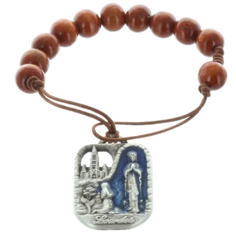 Palais du Rosaire Chapelet dizainier de l'Apparition de Lourdes en palissandre^ Chapelet De Lourdes | Chapelet Dizainier