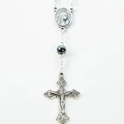 Palais du Rosaire Chapelet dizainier de Lourdes grains en hématite et coeur Apparition Lourdes^ Chapelet De Lourdes | Chapelet Dizainier