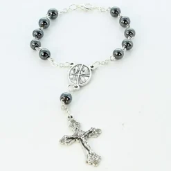 Palais du Rosaire Chapelet dizainier de Lourdes grains en hématite et coeur Apparition Lourdes^ Chapelet De Lourdes | Chapelet Dizainier