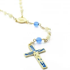 Palais du Rosaire Chapelet doré en nacre et pierres 6mm avec une croix émaillée^ Communion | Chapelet De Communion