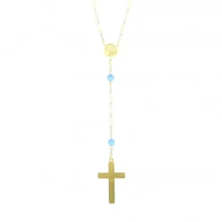 Palais du Rosaire Chapelet doré en nacre et pierres 6mm avec une croix émaillée^ Communion | Chapelet De Communion