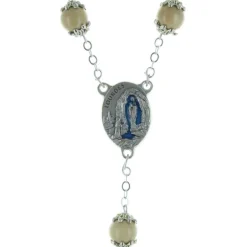 Palais du Rosaire Chapelet Eau de Lourdes avec des grains bois festonnés 10mm^ Chapelet Eau De Lourdes | Chapelet De Lourdes