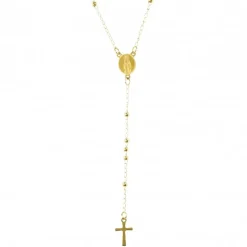 Palais du Rosaire Chapelet en acier doré avec coeur de l'Apparition^ Chapelet Métal