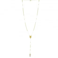 Palais du Rosaire Chapelet en acier doré avec coeur de l'Apparition^ Chapelet Métal