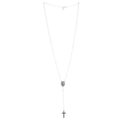 Palais du Rosaire Chapelet en argent avec coeur Miraculeuse et croix zircon^ Chapelet De La Vierge Miraculeuse | Chapelet Argent